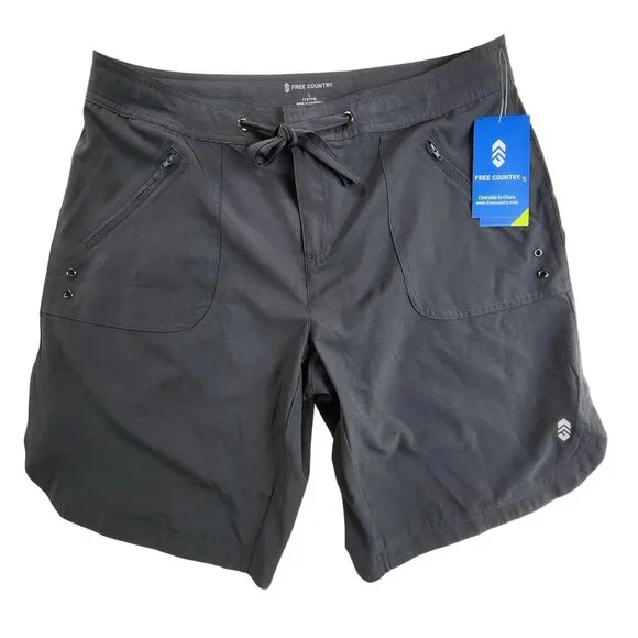 Free Country Bermuda Board Shorts Womens Large Shadow Gray Quick Dry UPF 50 Swim - Picture 4 of 11